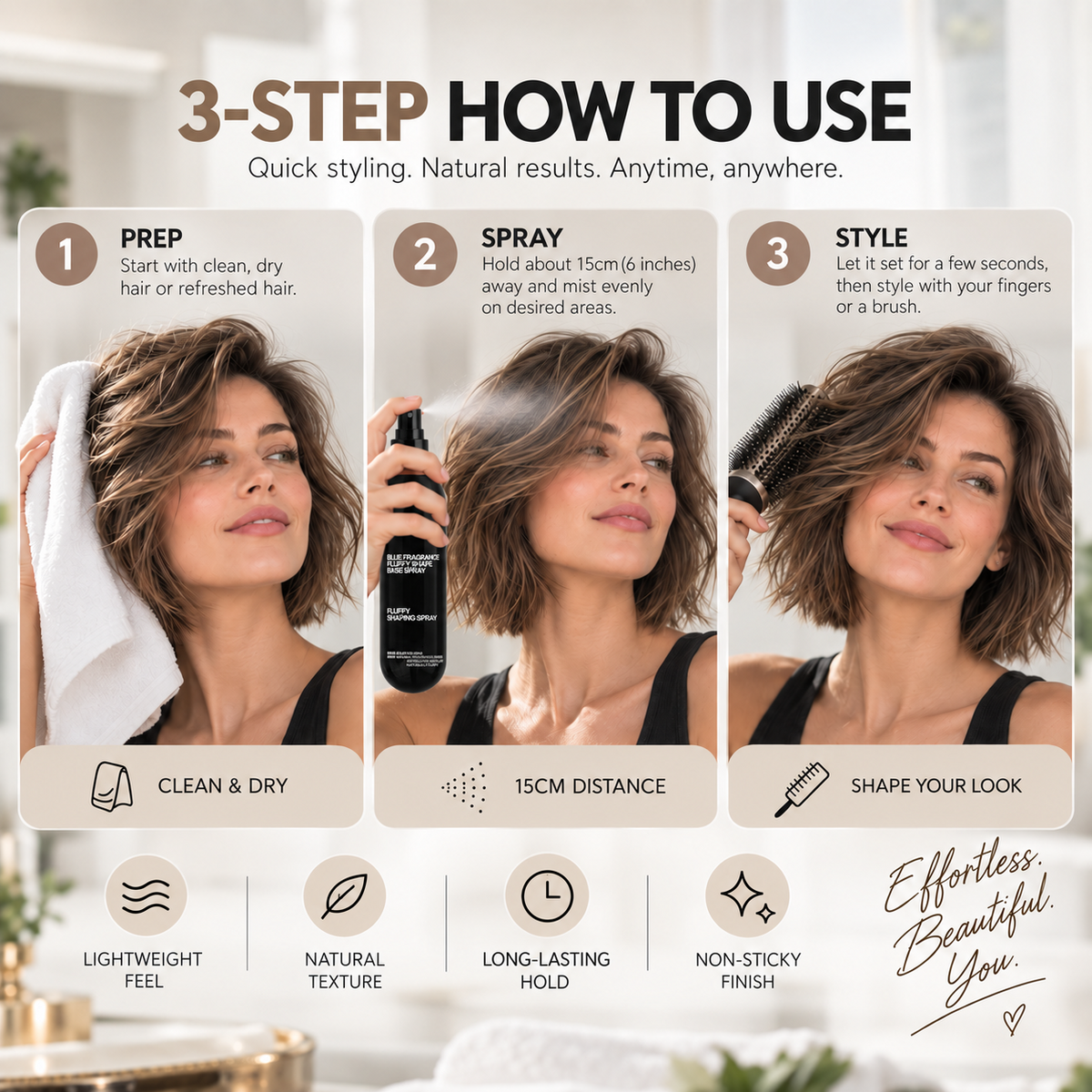 Volumizing & Hold Hair Spray – Lightweight, Bouncy Volume & Long-Lasting Style