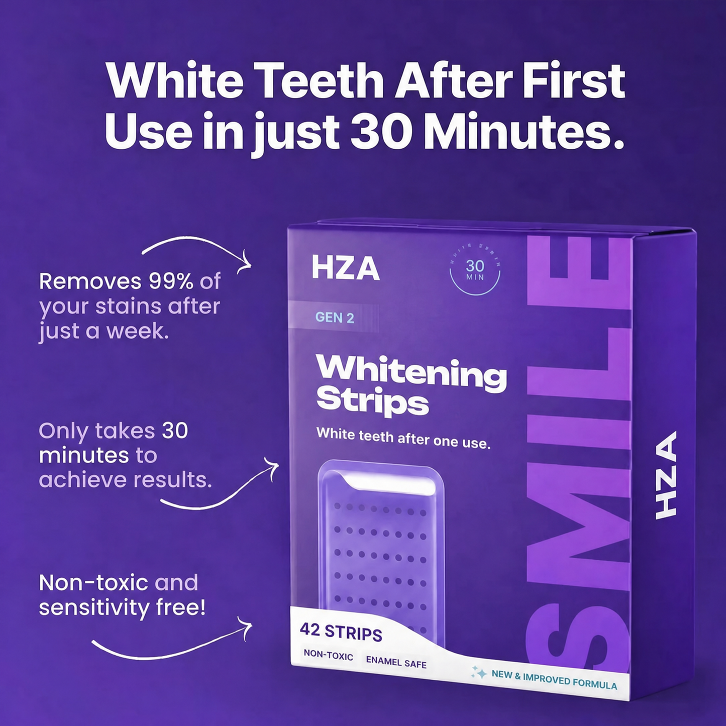 HZA Purple Teeth Whitening Strips