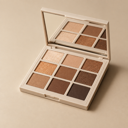 Warm Neutrals nine-pan eyeshadow palette open front view