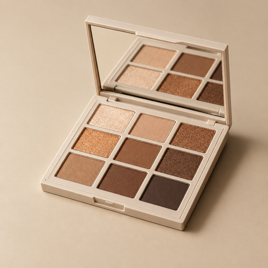 Warm Neutrals nine-pan eyeshadow palette open front view