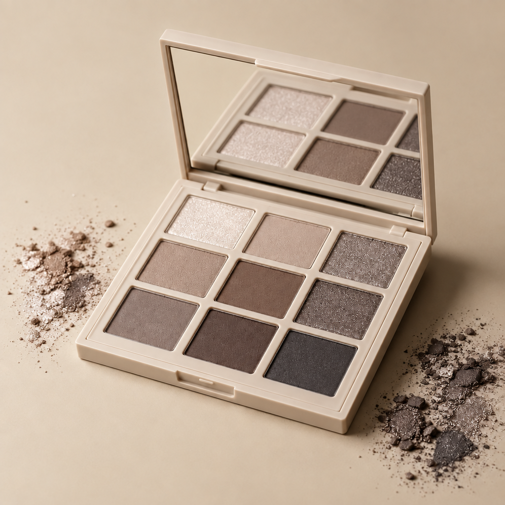 Cool Taupes nine-pan eyeshadow palette open front view
