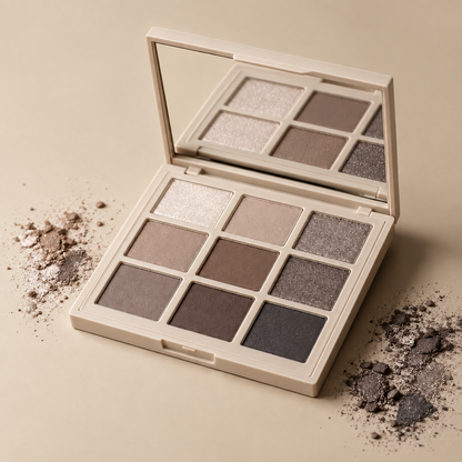Cool Taupes nine-pan eyeshadow palette open front view