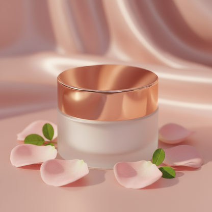 Jasmine Botanical Facial Cream — Rose Gold variant with pink rose petals