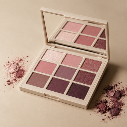 Rosy Mauves nine-pan eyeshadow palette open front view
